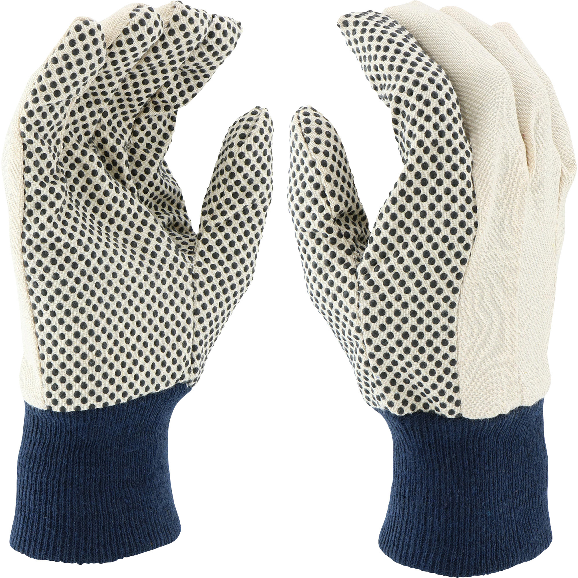 Ironton Men's Dotted Canvas Work Gloves, 6 Pairs, White, Large
